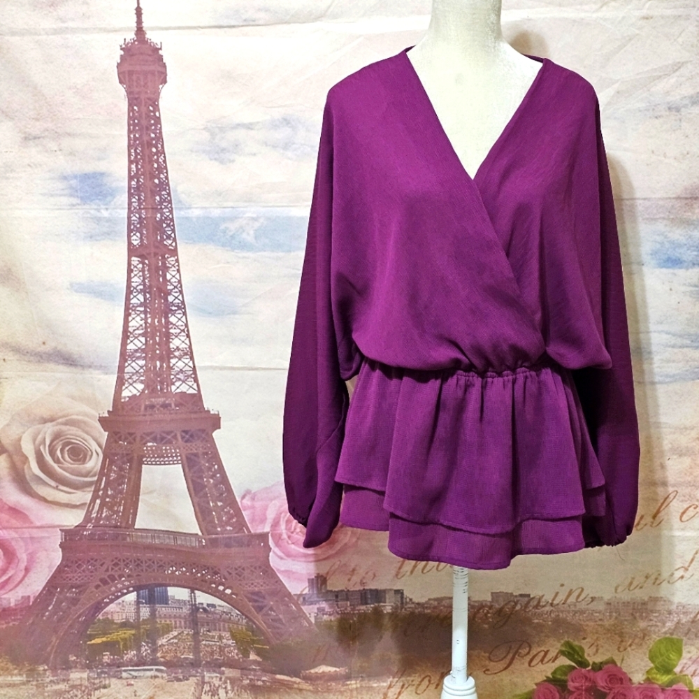 ANDREE BY UNIT Magenta Layered Blouse Sz 1X